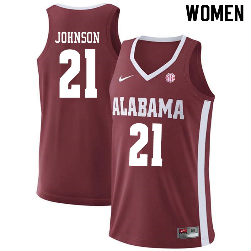 Women #21 Britton Johnson Alabama Crimson Tide College Basketball Jerseys Sale-Crimson